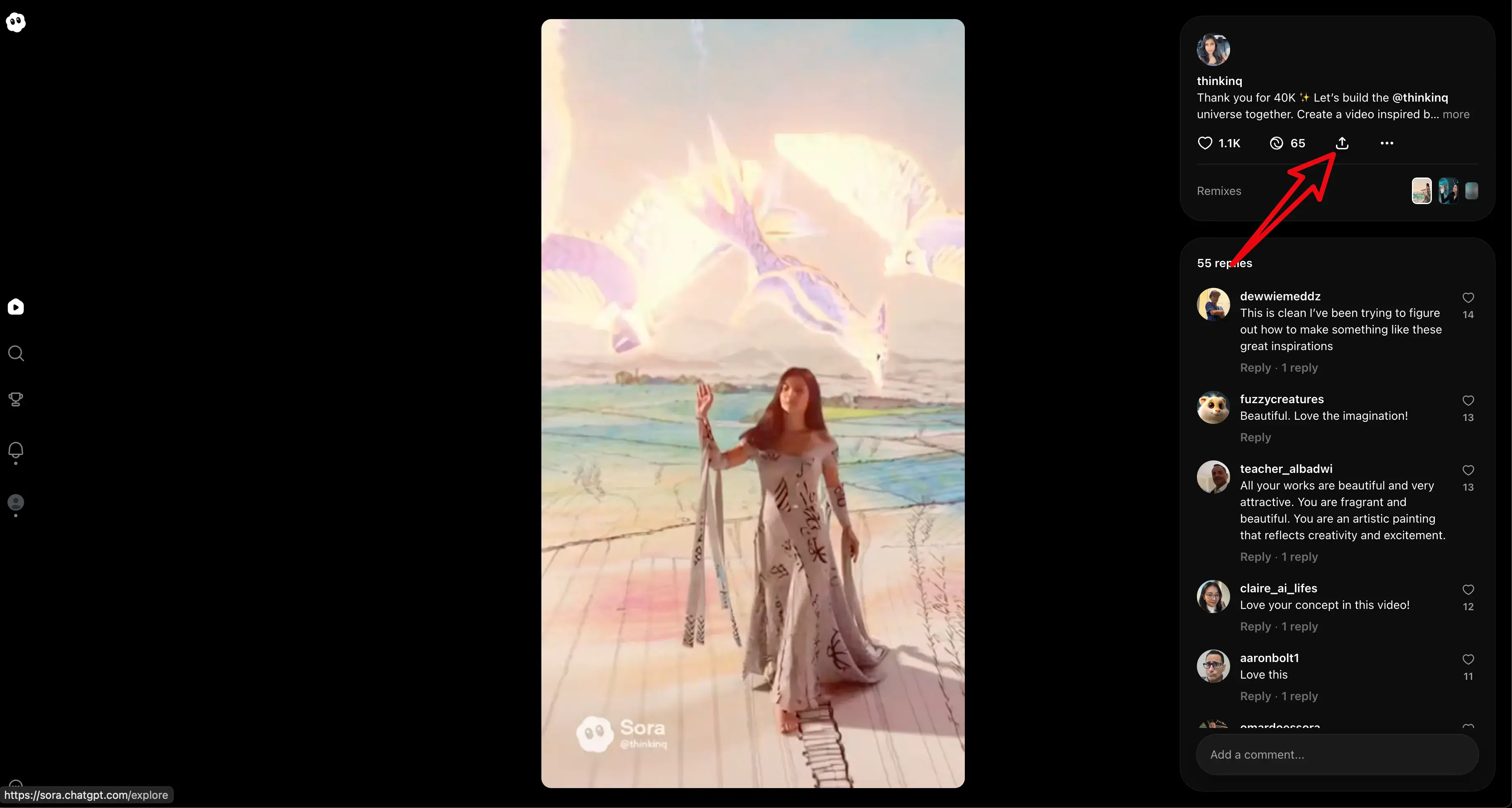 Copy Link from Sora PC Detail