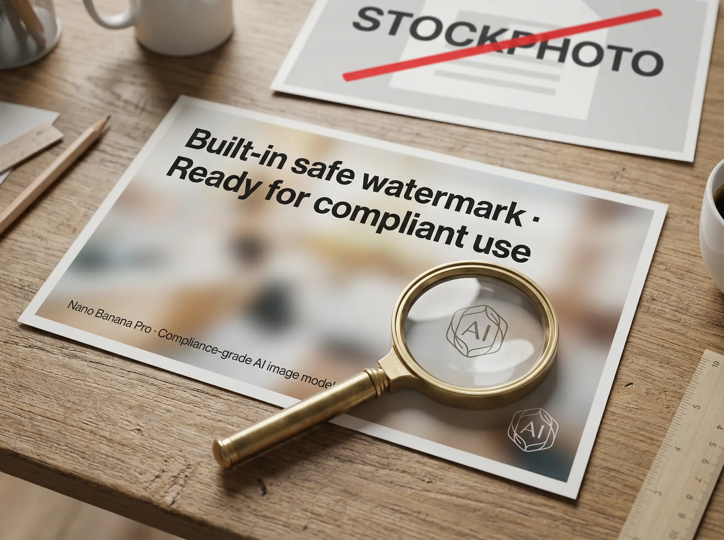 Compliance-Referenzkarte mit SynthID-Badges und Richtlinientext